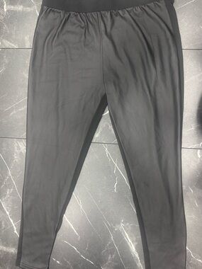 Last Exit Black Stretch Leggings Women's 1X Elastic Waist Polyester Front BNWOT